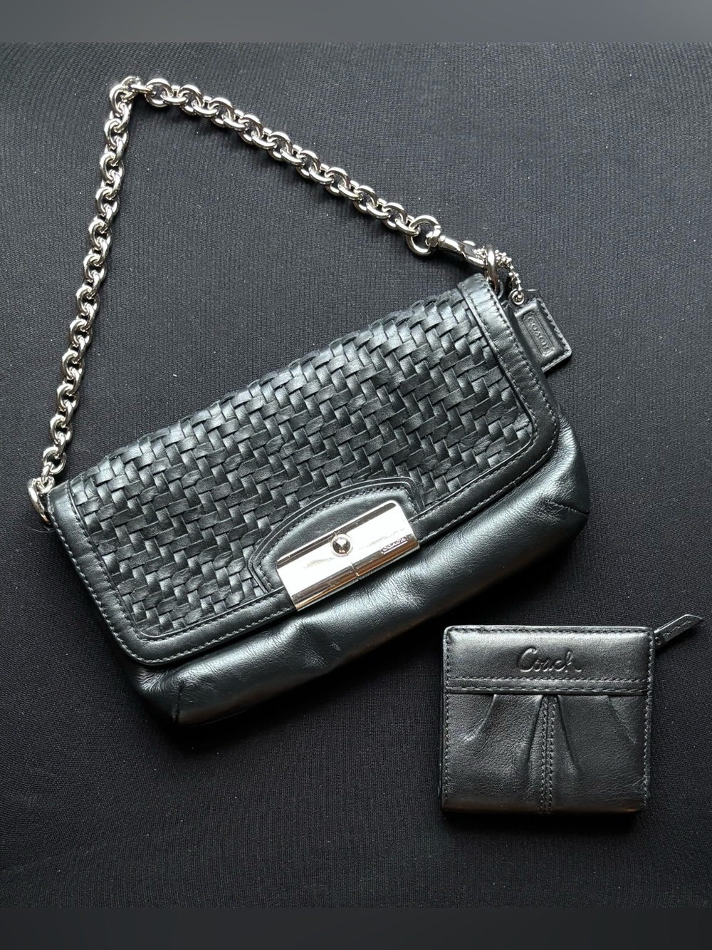 🪢🖤COACH Kristen Woven Large Wristlet Mini Bag🖤🪢